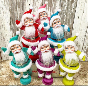 Set of 6 Vintage Inspired Dancing Santas