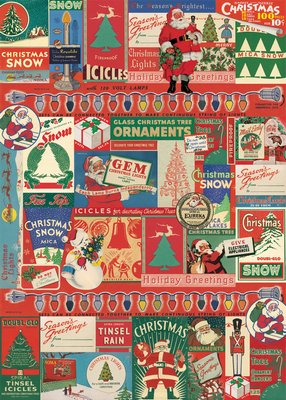 Vintage Christmas Mica Snow Reproduction Poster