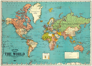World Map 4 Vintage Reproduction Poster